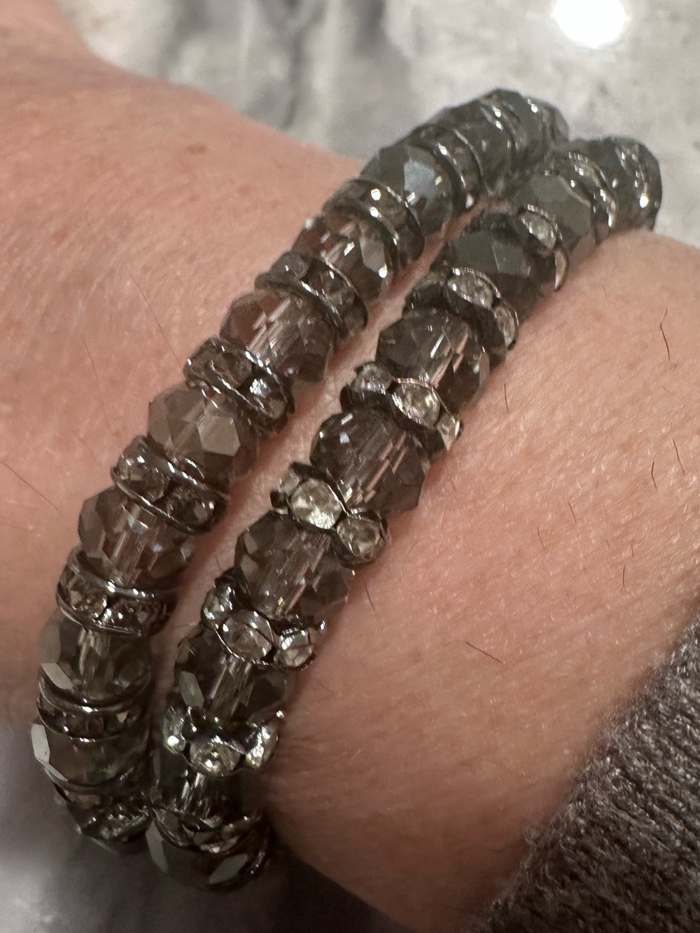 Park Lane Smoky Crystal Stretch Bracelets with Pavé Spacer Beads - Picture 4 of 11